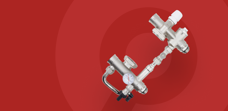 Новинка! Насосно-смесительный узел с термоголовкой и перепускным клапаном